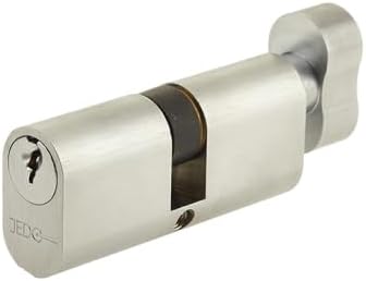 Oval Profile Cylinder & Turn – Key and Thumbturn Lock Barrel for Mortice Locks – Suitable for Timber Doors in Homes & Offices (Satin Chrome, 60mm)