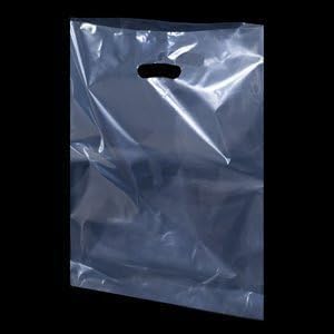 Clear Plastic Carrier Reusable Bags - 38cm x 46cm + 7cm - (1 BOX - 50 BAGS)
