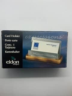 Eldon Workspace Business Card Holder, Wood and Punched Metal Pewter