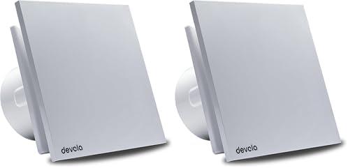 Devola 100mm Axial Designer Bathroom Extractor Fan with Timer, 4 inch Quiet Tile Extractor Fan, Made in Britain (Overrun Time Delay) - DVQTF100T (Pack of 2)