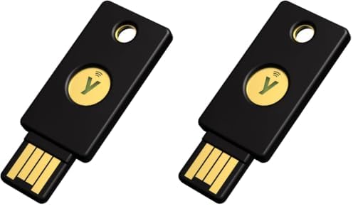 Yubico - Security Key NFC - Basic Compatibility - Multi-Factor authentication (MFA) Security Key, Connect via USB-A or NFC, FIDO Certified (Pack of 2)
