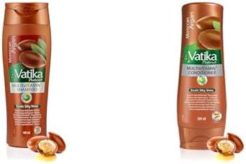 Vatika Naturals Moroccan Argan Anti-Breakage Shampoo (400ml) + Conditioner (200ml) Set For Dry, Unmanageable Hair with goodness of argan oil & soybean oil | Blended with vital multivitamins