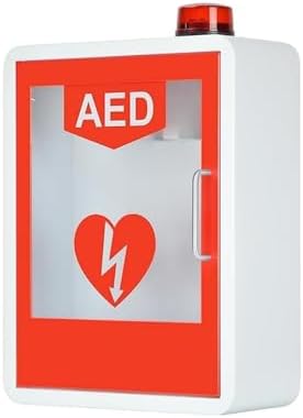 AED Cabinet,AED Cabinet，AED Defibrillator Storage Cabinet, Wall-mounted Cardiac Defibrillation Alarm Box ，Safe And Secure With Sirens And Flashing Lights，Double Switch Control, Fits Most AE