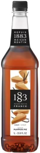 1883 Pumpkin Pie Flavoured Syrup, 1 Litre, for Hot & Cold Beverages, Gluten-Free, Vegan, Non-GMO, Kosher, Preservative-Free, Plastic 1L