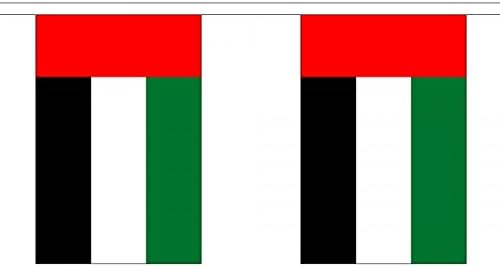3 Metres 10 (9" x 6") Flag UAE United Arab Emirates 100% Polyester Material Bunting Ideal Party Decoration For Street House Pubs Clubs Schools