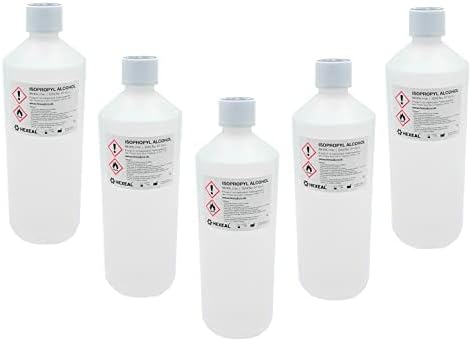 Hexeal Isopropyl Alcohol 5L – 5 x 1L Bottles of 99.9% IPA Disinfectant & Sanitiser – Removes Grime on Phones & Electronics – Degreaser, Cleaning Fluid & Solvent for Paint Thinning