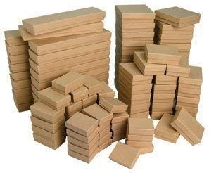 RJ Displays-25 Brown Kraft Jewelry Display Cotton Filled Assorted Sizes. Gift Box Set 5 Each of Size #11, #21, #32, #33, #82 for Ring, Pendants, Necklace, Bracelets, Watch