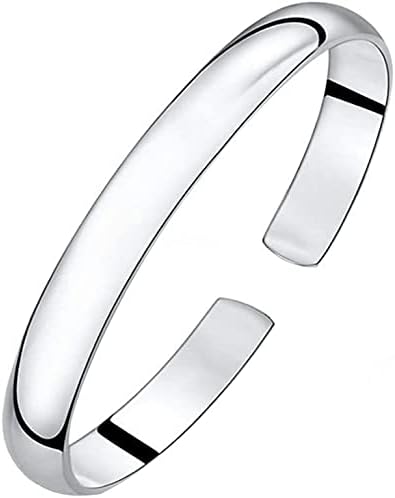 Women Solid 925 Sterling Silver Bangle Adjustable Opening Bracelet Birthday Gift