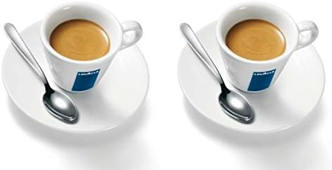 Holland Plastics 2 x Espresso Porcelain Cups, Saucers, Spoons