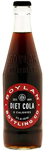 Boylan Bottling Pure Cane Sugar Soda Pop, Diet Cola, 12 oz Glass Bottles (Pack of 6)