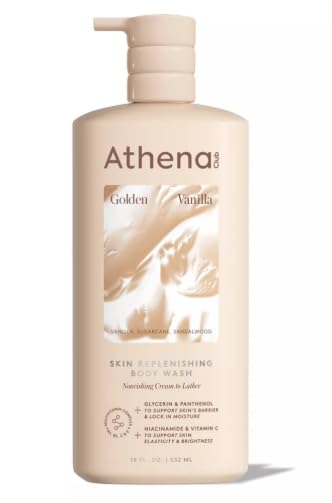 Ath~ena Club Skin Replenishing Body Wash, Golden Vanilla, 18 fl oz (Pack of 1)