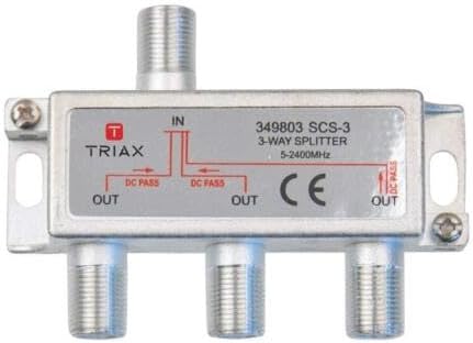 Triax 3 Way Splitter 5-2400 Mhz : Through Power Outputs to Input 349823