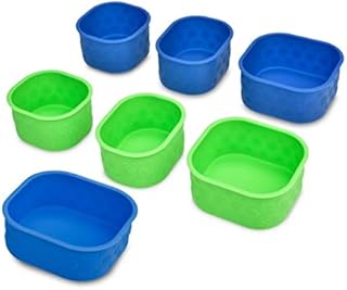 LunchBots Silicone Bento Cups Set - Accessories Designed to Fit in Medium and Large Bento Lunch Boxes - 7 Pieces - Blue/Aqua