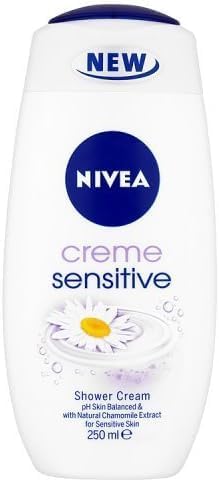 NIVEA Shower Cream Gel Rich Moisture Sensitive (250ml), Body Wash with Soothing Chamomile Extract, Sensitive Body Wash for Women, pH Skin-Balanced Shower Gel