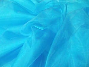 TURQUOISE BLUE PLAIN ORGANZA VOILE FABRIC, SHEER MATERIAL, WEDDING DRESS, CRAFT NET CURTAIN DRAPES PARTY FANCY DRESS 148cm width LIGHT BLUE BRIGHT BLUE ORGANZA
