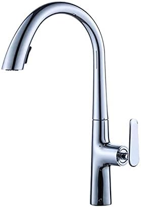 Kitchen Sink Tap for Bar Farmhouse Commercial, Silver Single Handle Kitchen Faucets, Pull Out Kitchen Tap, Single Hole Swivel 360 Degree Water Mixer Tap (Color : Golden) The New
