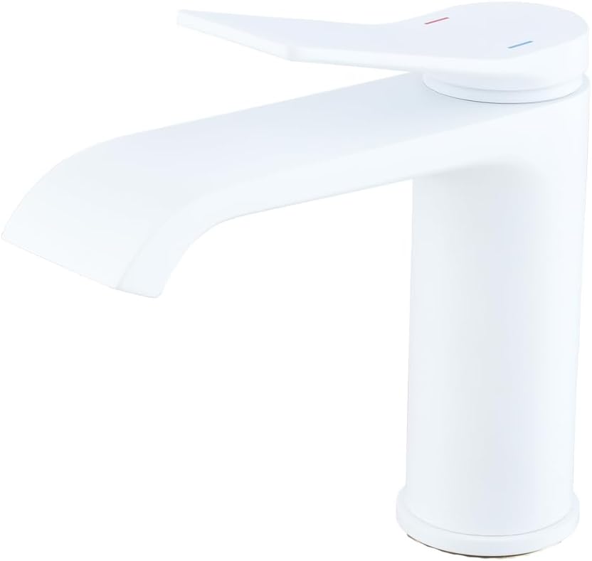 Bathroom Extra Long Waterfall Spout Basin Sink Vanity RV Faucet Single Handle One Hole Faucets Mixer Tap White