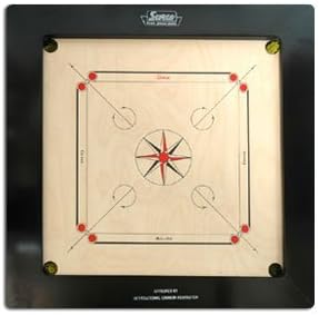 Surco Boss 20mm Carrom Board with Coins, Striker, and Powder, Black, 1-4 Players, Ages 13 and Up