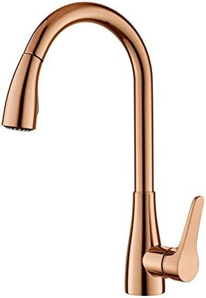 Rose Gold Pvd Clour Pull Out Kitchen Faucet Mixer Tap Single Hole Bar Deck Mounted