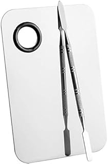 Professional Pro Stainless Steel Makeup Palette Cosmetic Palette with Spatula Tool Makeup Art Tool For Nail Art Eye Shadow Eyelash Makeup Professional Pigment Blending（6 x 4 Inch Sliver）