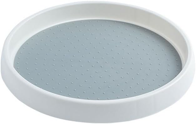 Lazy Susan Turntable, 30cm cupboard organiser, Large Dimension Skid Spice Rack Turntable, 360 Degree Rotating Seasoning Organizer for Fridge, Kitchen, Pantry Cabinet, Refrigerator, White/Grey