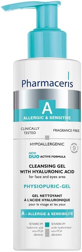 Pharmaceris A Physiopuric-Gel, Moisturising Physiological Cleansing Gel, Face Cleanser for Allergic and Sensitive Skin, D-Panthenol, Face Wash - 190 ml