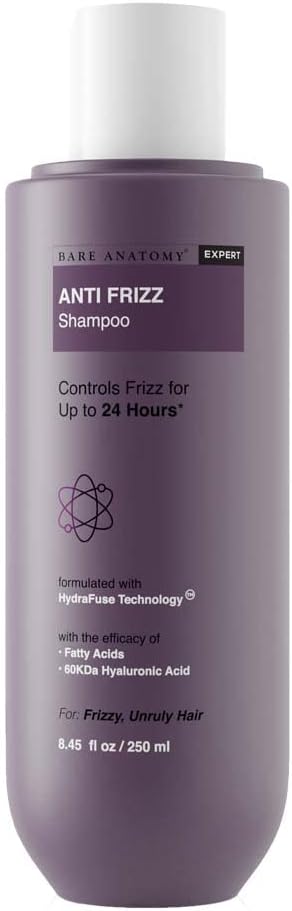 Bare Anatomy Anti Frizz Shampoo, Frizz Control Upto 24 Hours, Powered By Hyaluronic Acid & Fatty Acids, Dry & Frizzy Hair, Smooth, Shiny & Frizz Free Hair For Unisex, 250ml