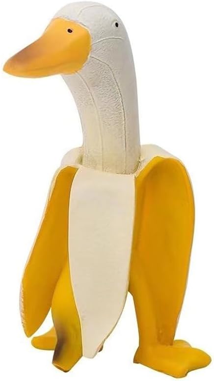 LSRVNM Banana Duck Statue, Creative Duck Statues, Funny Standing Duck Sculpture, Bananaduck Ornaments, Strange Duck Ornaments for Home Garden Decoration (Yellow)