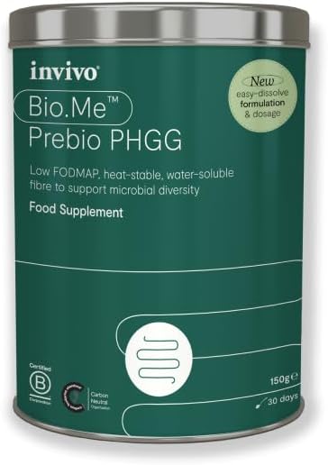 Bio.Me Prebio PHGG (150g Tin - 30 Day Supply) - Prebiotic Fibre Powder Supplement - Water Soluble Fibre to Support Microbial Bacteria Diversity in The Gut - Vegan Friendly & Gluten Free - by Invivo