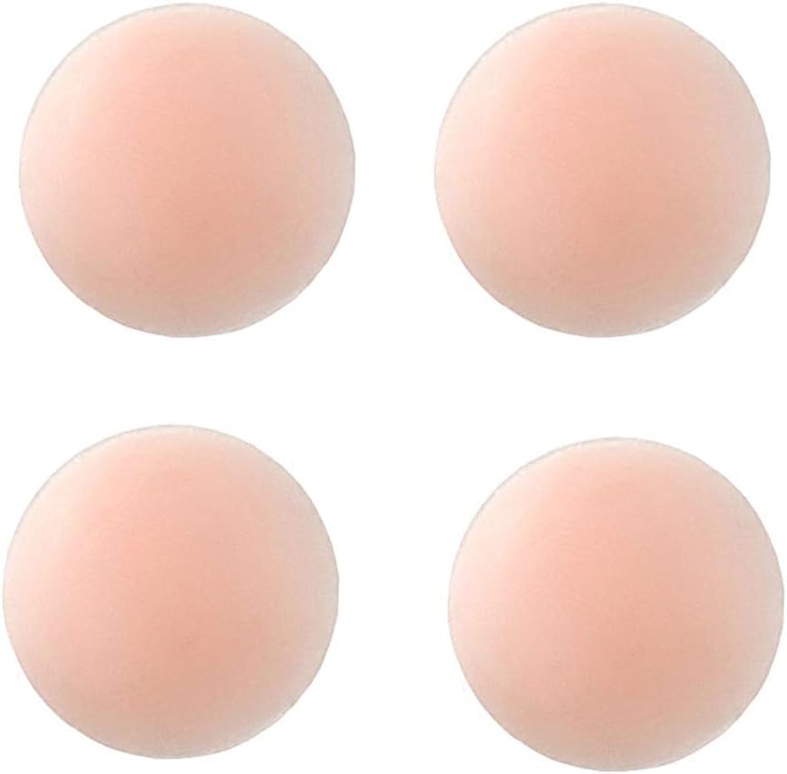 Qiuyan 2 Pairs Silicone Nipple Covers Pasties Invisible Reusable Adhesive for Party Dress