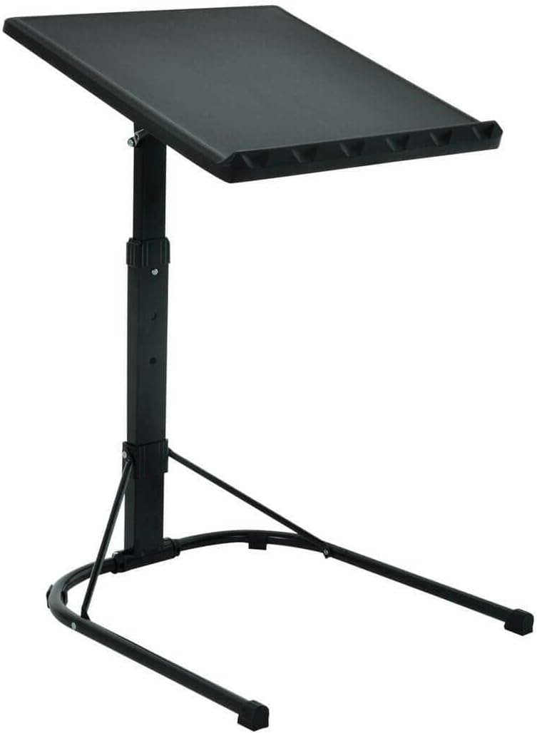 Azuma Folding Laptop Table 43x43cm Tilt Top with Adjustable Height, Raised Edge & U-Shaped Base – Portable Bed Desk for Sofa, Office or Home Use, Durable Easy-Clean Surface, 20kg Max Load