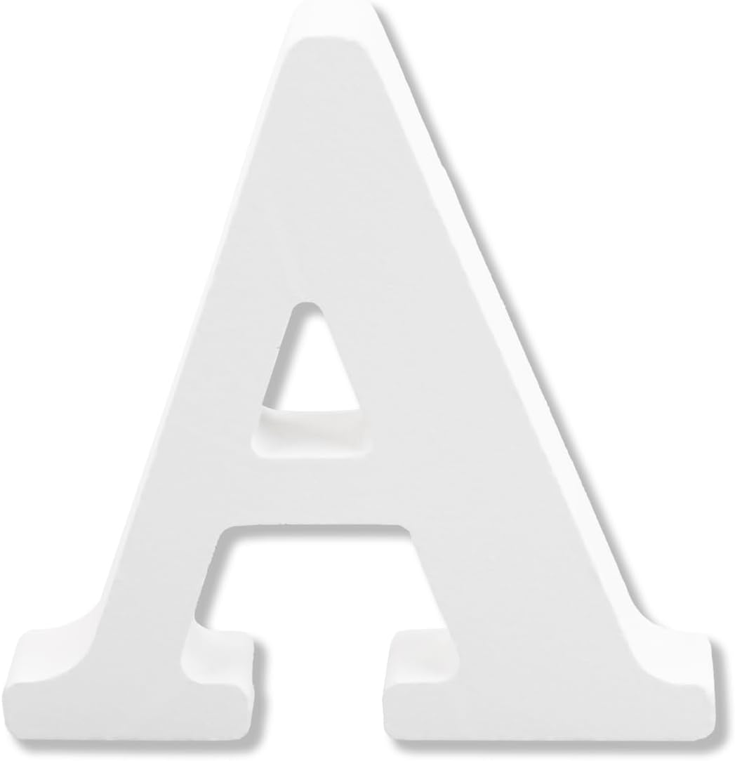 Bojueshaw White Wooden Letters,4 Inch Standing Alphabet,DIY Paintable Letters for Arts & Crafts,Home Decor, Weddings & Parties(Letter A)