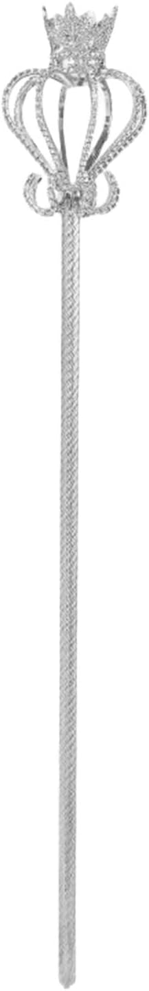 Harilla Glitter Rhinestone Scepter Handheld Fancy Dre Cosplay Fairy Sceptre for Pageant Party Role Play Props, Argent