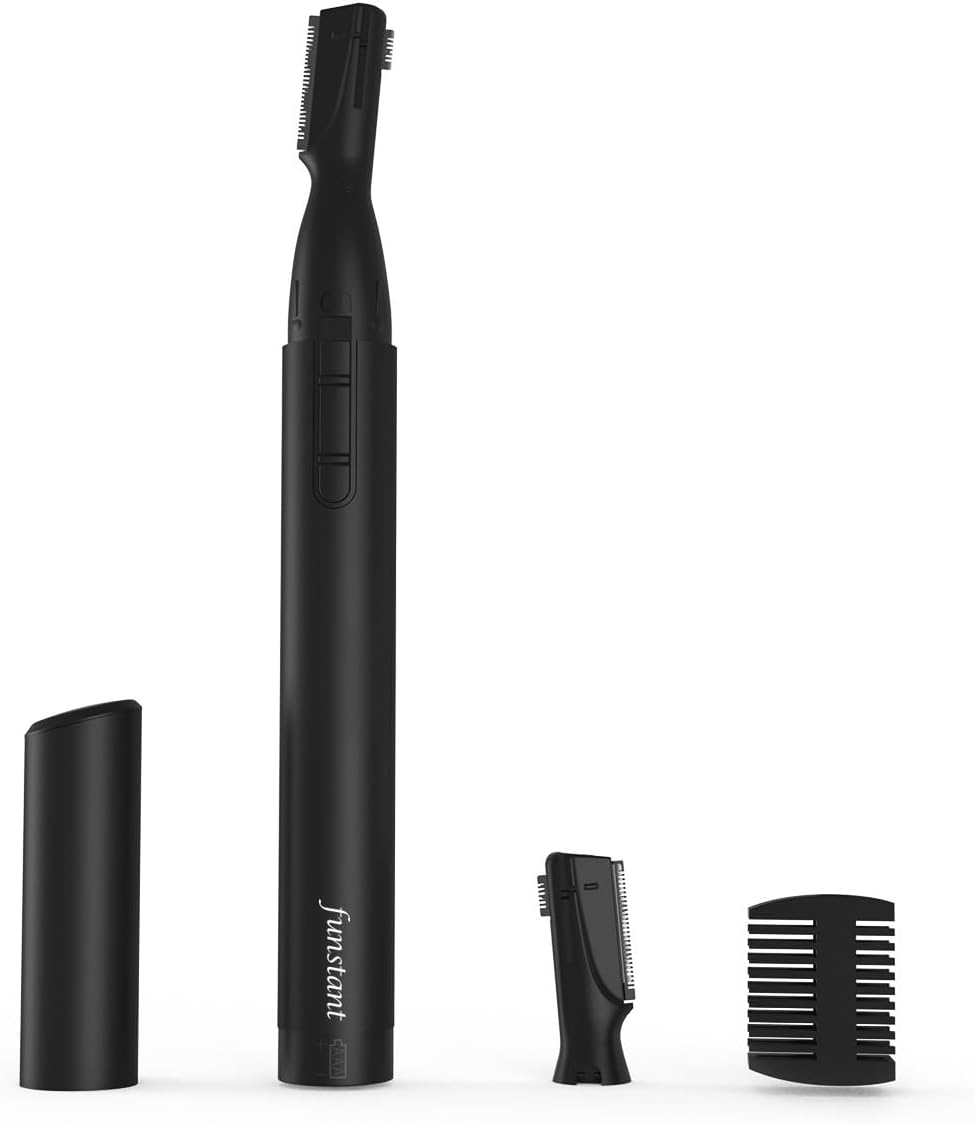 Upgraded Eyebrow Trimmer for Men, Precision Detailer Battery-Operated Eyebrow Razor and Shaper, Electric Facial Hair Trimmer with Comb, Dual-Blade Grooming Tool, No Pulling Sensation