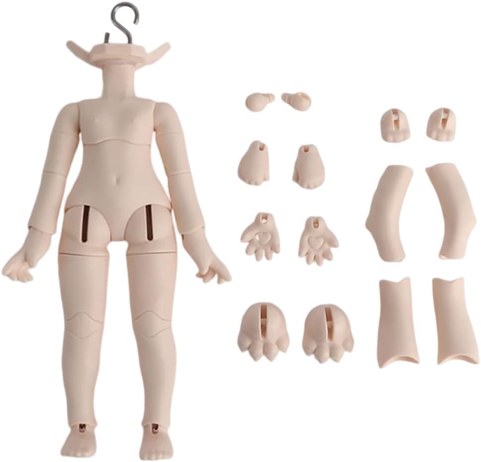 New 1/12BJD Doll Body for GSC Head,OB11 Doll Replace Body, with Animal Body Accessories,Three Uses,Action Figures (Super White)
