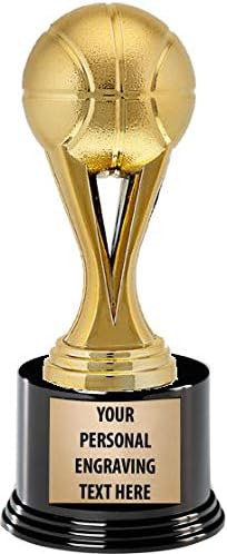 Crown Awards Basketball Trophies with Custom Engraving, 7.25" Personalized Gold Basketball Trophy On Deluxe Round Base