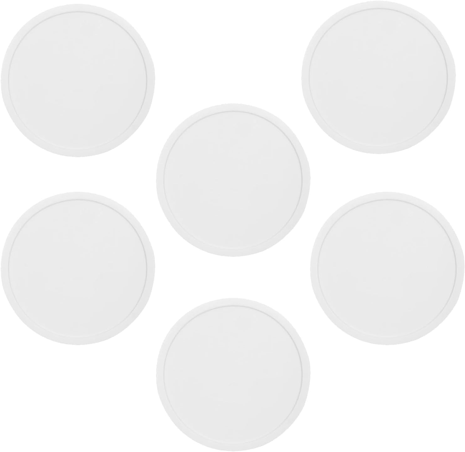 Set of 6 Silicone Drink Coasters, Non-Slip Heat Resistant Round Cup Mats for Table Desk Office Kitchen Bar Furniture Protection