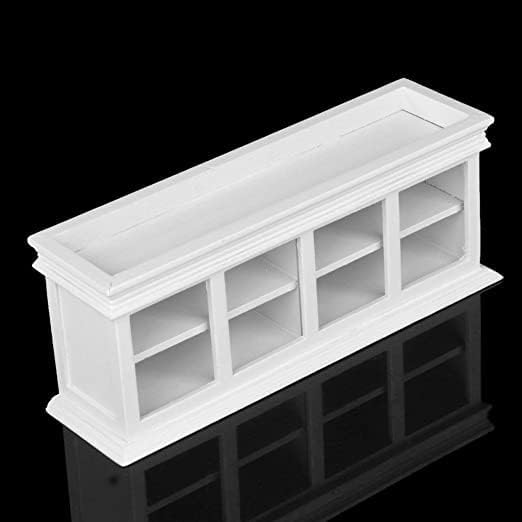 Dollhouse Furniture Bakery Cabinet Rack Miniature Food Cake Counter Collection Display Stand 1:12 Scale for Mini House Scenes Decoration Gift (White)