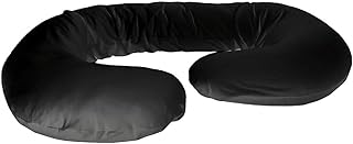 Betty Dain Stretch Jersey Pregnancy/Maternity Pillowcase C-Shape Compatible, Pillowcase Replacement, 100% Cotton Stretch Jersey, Dual Zippers, Stretch Fabric, Machine Washable, 60 x 25 in., Black