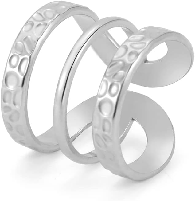 TEAMER Adjustable Geometric Open Finger Rings Letter H Shape Ring Stainless Steel Punk Party Jewellery for Women
