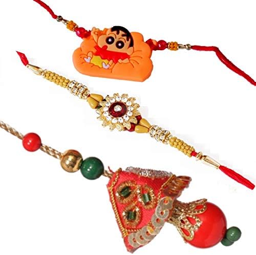 Designer Bhaiya Bhabhi and Bhatija Rakhi Set