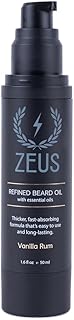 ZEUS Refined Beard Oil, Leave In Conditioner Oil for a Softer Beard & Mustache - Made in USA (Vanilla Rum) 1.6 oz.