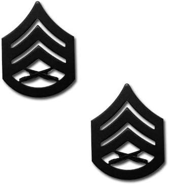 Marine Corps Chevron: Staff Sergeant - black metal, solid brass