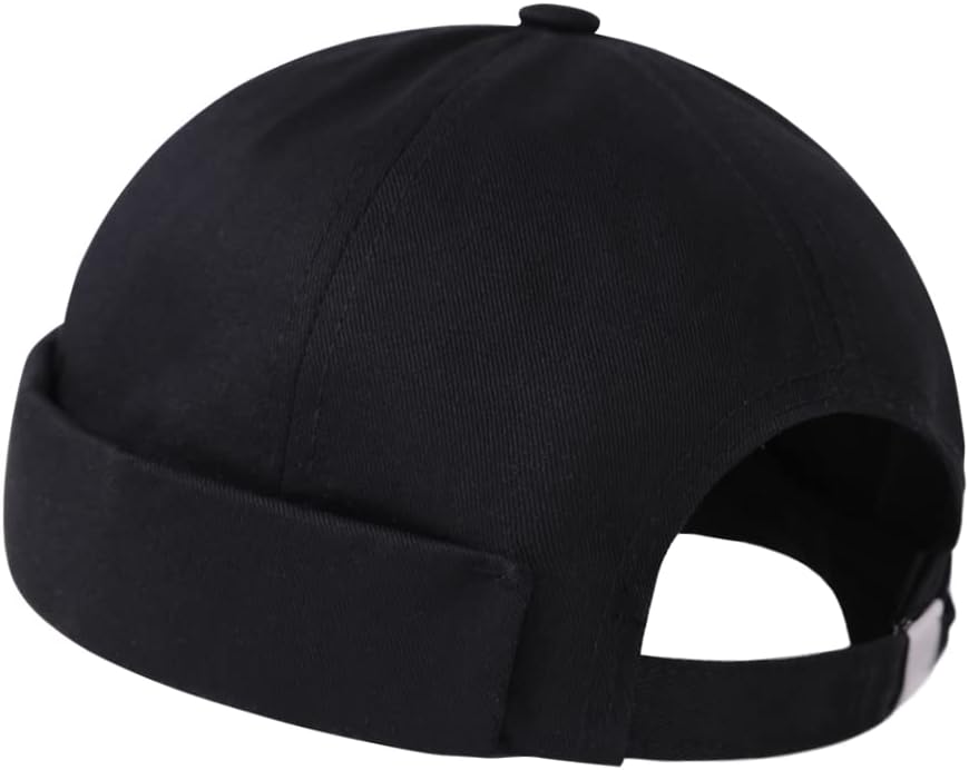 Men Hats Docker Cap Hats Skullcap Beanie Worker Sailor Cap Brimless Cap Rolled Cuff Retro Fashion Brimless Hat with Adjustable