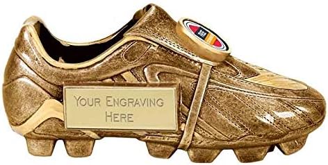 Trophies Plus Medals Personalised Football Boot Trophy - 14.5cm | Small 5 3/4" Gold Football Boot Trophy Sports Reward, Man of The Match & Top Scorer Award Winner Trophies | Free Metal Plate Engraving