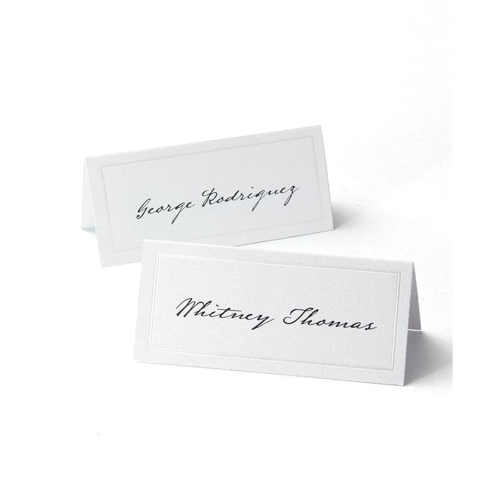 Gartner Studios White Pearl Place Cards,White Cardstock Table Placecards with Pearl Border for Wedding, Printable on Laser/Injet Printers, 210GSM, 3.75” X 1.75” 48 Count (83001)