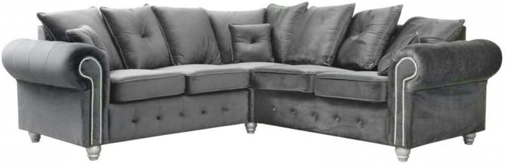 Hugo Sofa | 3 Seater 2 Seater Corner Sofa | Plush Velvet Grey | Living Room | Warranty Included… (Corner)