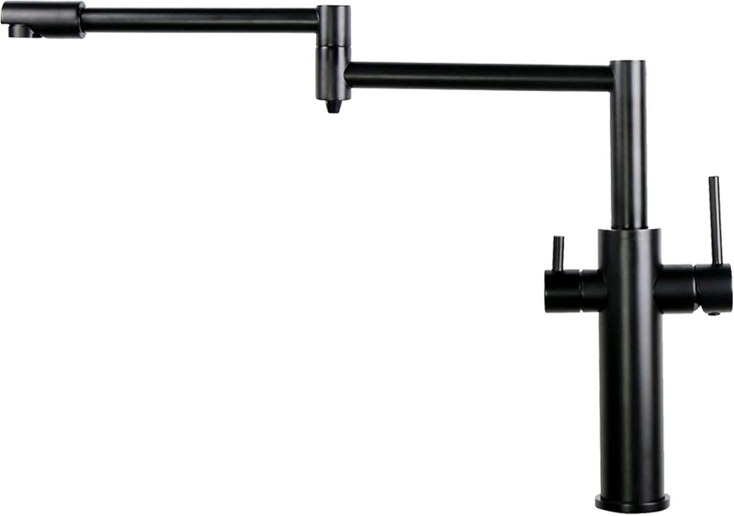 Pot Filler Drinking Water Brass Dual Handle Cold and hot Mixer tap, Double Swing Joint Single Hole Kitchen Sink Faucet with 360° Swivel spout,Black,Tall