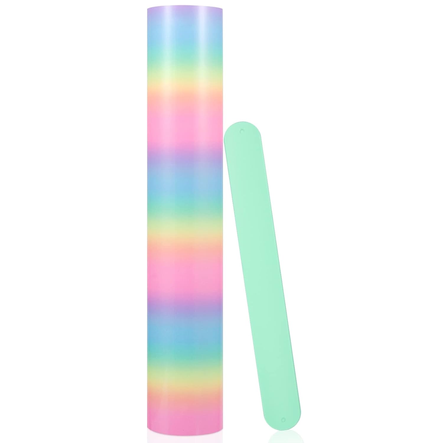 VINYL FROG Rainbow Permanent Vinyl Gradient Adhesive Vinyl Roll 12" x 5ft Craft Vinyl for DIY Decorations with a Silicone Slap Bracelets
