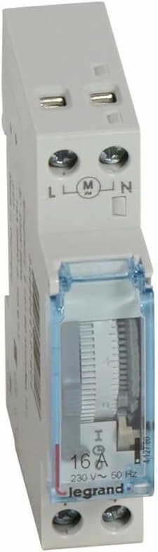 Legrand 412780 Micro Rex T11 Analogue Daily Timer Switch for Installing in a Distributor, 1 Module Width